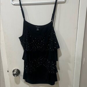 Streetwear Society Black Layered Camisole with Studs